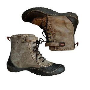 Jambu Boots Women Star Brown Vegan Leather Faux Fur Lined Ankle 6M